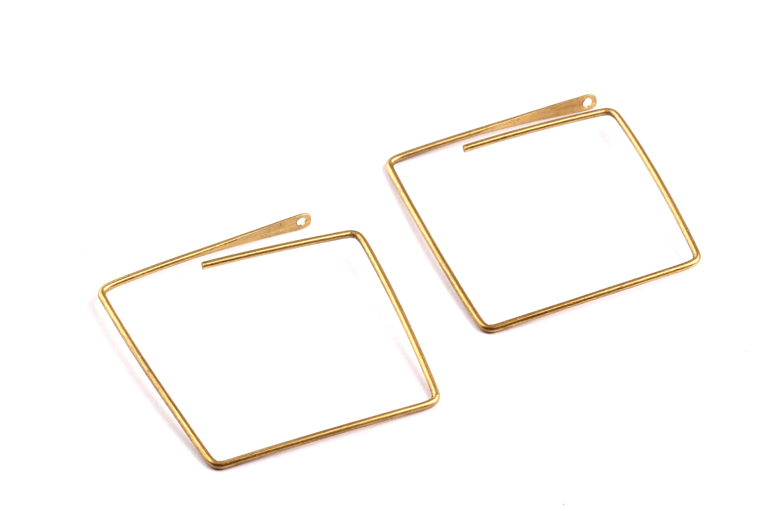 Brass Earring Wire - Raw Brass Square Ear Wire - Earring Findings - Jewelry Supplies - 34x30x0.95mm - PP1343 - DOMEDBAZAAR