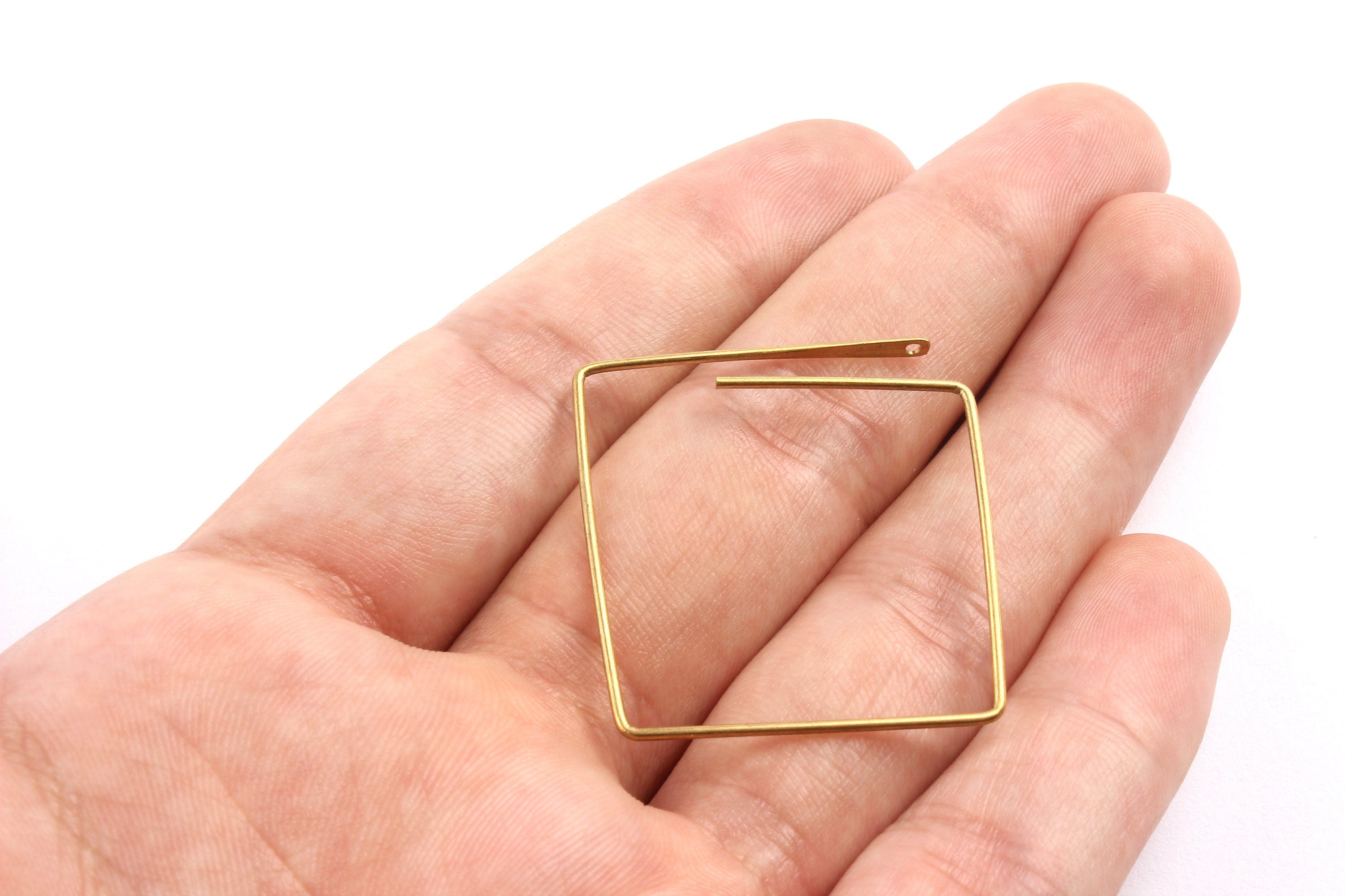 Brass Earring Wire - Raw Brass Square Ear Wire - Earring Findings - Jewelry Supplies - 34x30x0.95mm - PP1343 - DOMEDBAZAAR