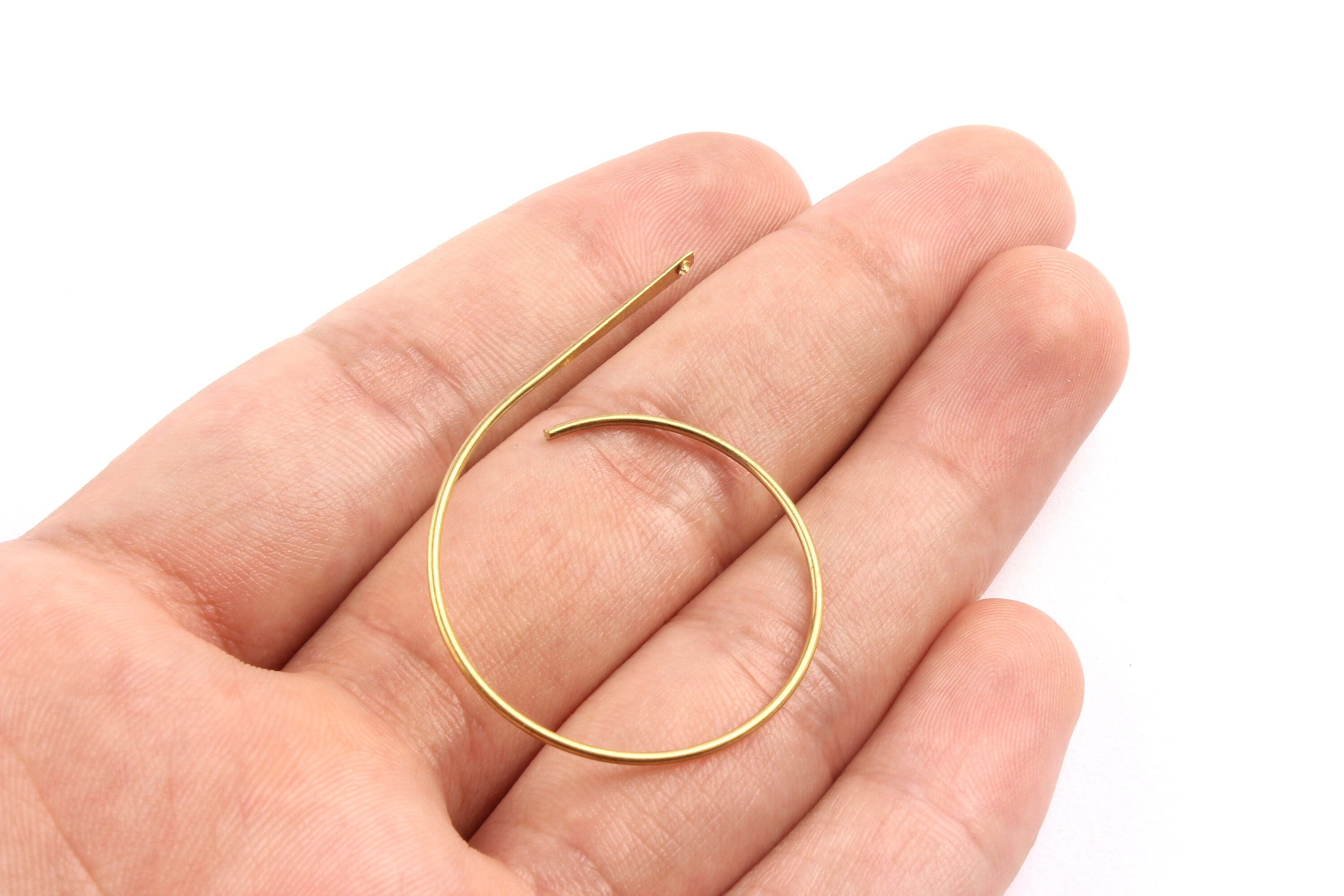 Brass Earring Wire - Raw Brass Ear Hoop - Earring Findings - Jewelry Supplies - 42x29.5x0.95mm - PP1341 - DOMEDBAZAAR