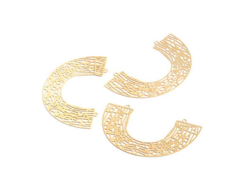 Raw Brass U Shaped Brass Necklace Charms - Raw Brass U Shaped Connector - Jewelry Supplies - 35.6x60x0.3mm - JJA3801 - DOMEDBAZAAR