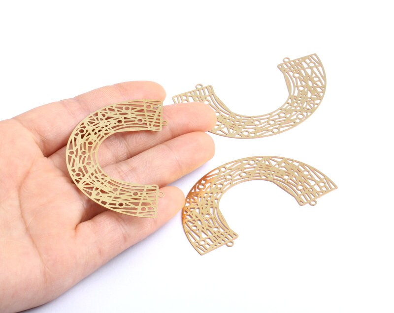 Raw Brass U Shaped Brass Necklace Charms - Raw Brass U Shaped Connector - Jewelry Supplies - 35.6x60x0.3mm - JJA3801 - DOMEDBAZAAR