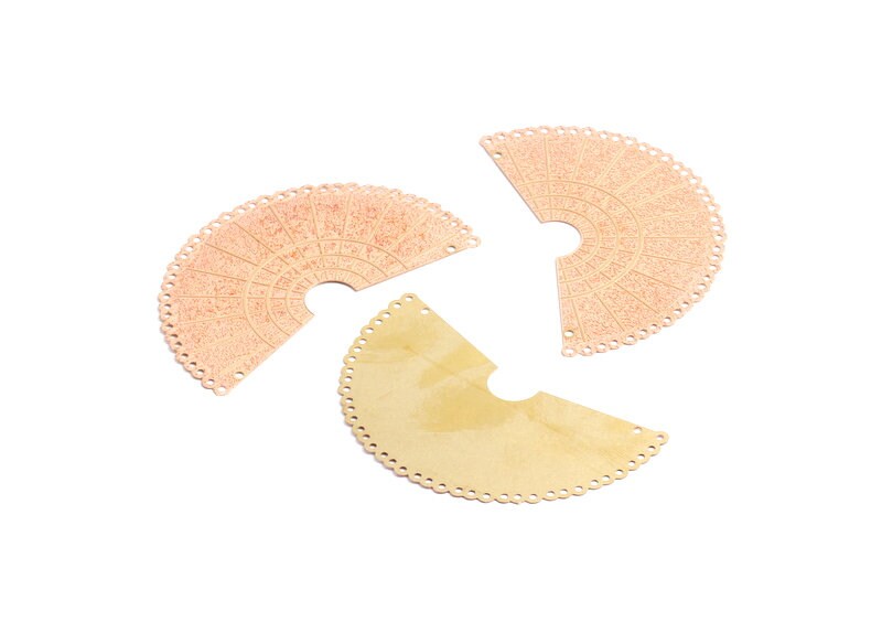 Semicircle Shaped Brass Necklace Charms - Raw Brass Semicircle Shaped Connector - Jewelry Supplies - 37.6x62.7x0.3mm - JJA3897 - DOMEDBAZAAR