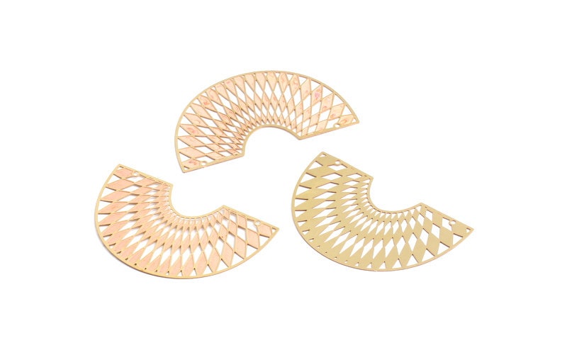 Semicircle Shaped Brass Necklace Charms - Raw Brass Semicircle Shaped Connector - Jewelry Supplies - 35.8x60x0.3mm - JJA3883 - DOMEDBAZAAR