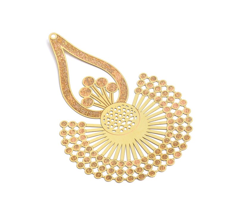 Raw Brass Hollow Out Earring Charms - Exaggerated Earring Charms - Earring Findings - Jewelry Supplies - 74.6x51x0.3mm - JJA3908 - DOMEDBAZAAR