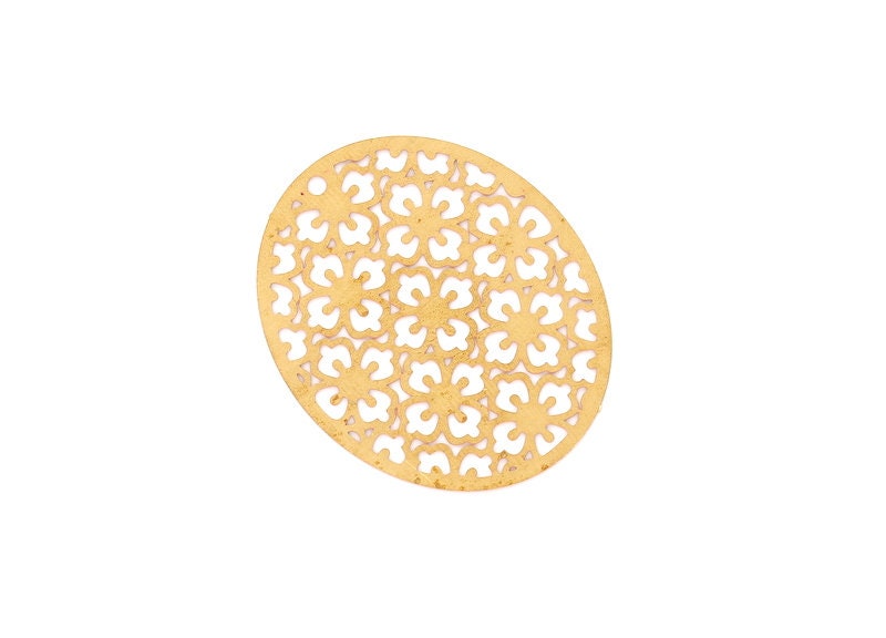 Raw Brass Teardrop Shaped Earring Charms - Hallow Out Earring Charms - Earring Findings - Jewelry Supplies - 38.5x32x0.3mm - JJB3785 - DOMEDBAZAAR