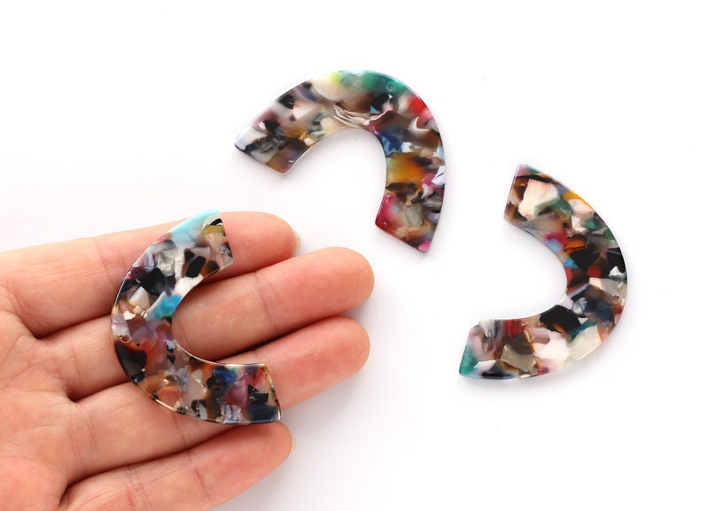 Acetate Large Arch Earring Charms One Hole - Semi Oval & U Shaped Pendant - Color Code: A60 - 30.5x48.2x2.51mm - AC1095F - DOMEDBAZAAR