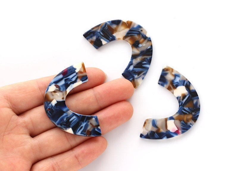 Acetate Large Arch Earring Charms One Hole - U Shaped Pendant- Acetate Tortoise Shell Charm - Color Code: A19 - 30.5x48.2x2.51mm - AC1095J - DOMEDBAZAAR