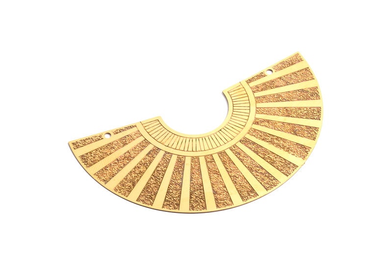 Semicircle Shaped Brass Necklace Charms - Raw Brass Semicircle Shaped Connector - Jewelry Supplies - 33.6x65.x0.3mm - JJA3949 - DOMEDBAZAAR