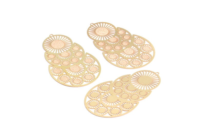 Raw Brass Hollow Out Earring Charms - Exaggerated Earring Charms - Earring Findings - Jewelry Supplies - 64.5x38x0.3mm - JJA3895 - DOMEDBAZAAR