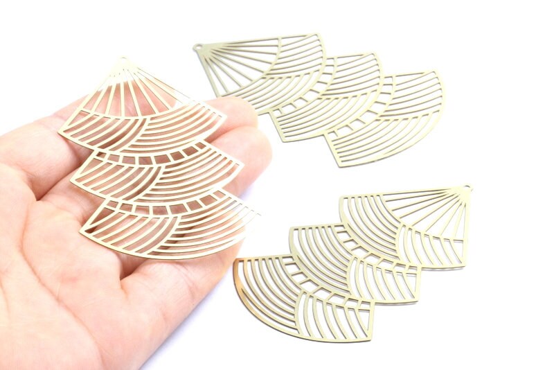 Raw Brass Hollow Out Earring Charms - Raw Brass Earring Findings - Jewellery Making - Jewellery Supplies - 71.2x46x0.3mm - JJA3911 - DOMEDBAZAAR