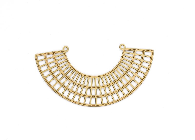 Raw Brass Semicircle Shaped Brass Necklace Charms - Hallow Out Necklace Charms - Jewelry Supplies - 33.4x61x0.3mm - JJA3675 - DOMEDBAZAAR