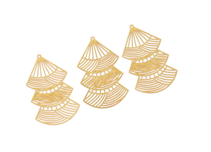 Raw Brass Hollow Out Earring Charms - Raw Brass Earring Findings - Jewelery Making - Jewelry Supplies - 63.9x40.8x0.3mm - JJA3677 - DOMEDBAZAAR
