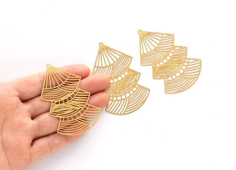 Raw Brass Hollow Out Earring Charms - Raw Brass Earring Findings - Jewelery Making - Jewelry Supplies - 63.9x40.8x0.3mm - JJA3677 - DOMEDBAZAAR