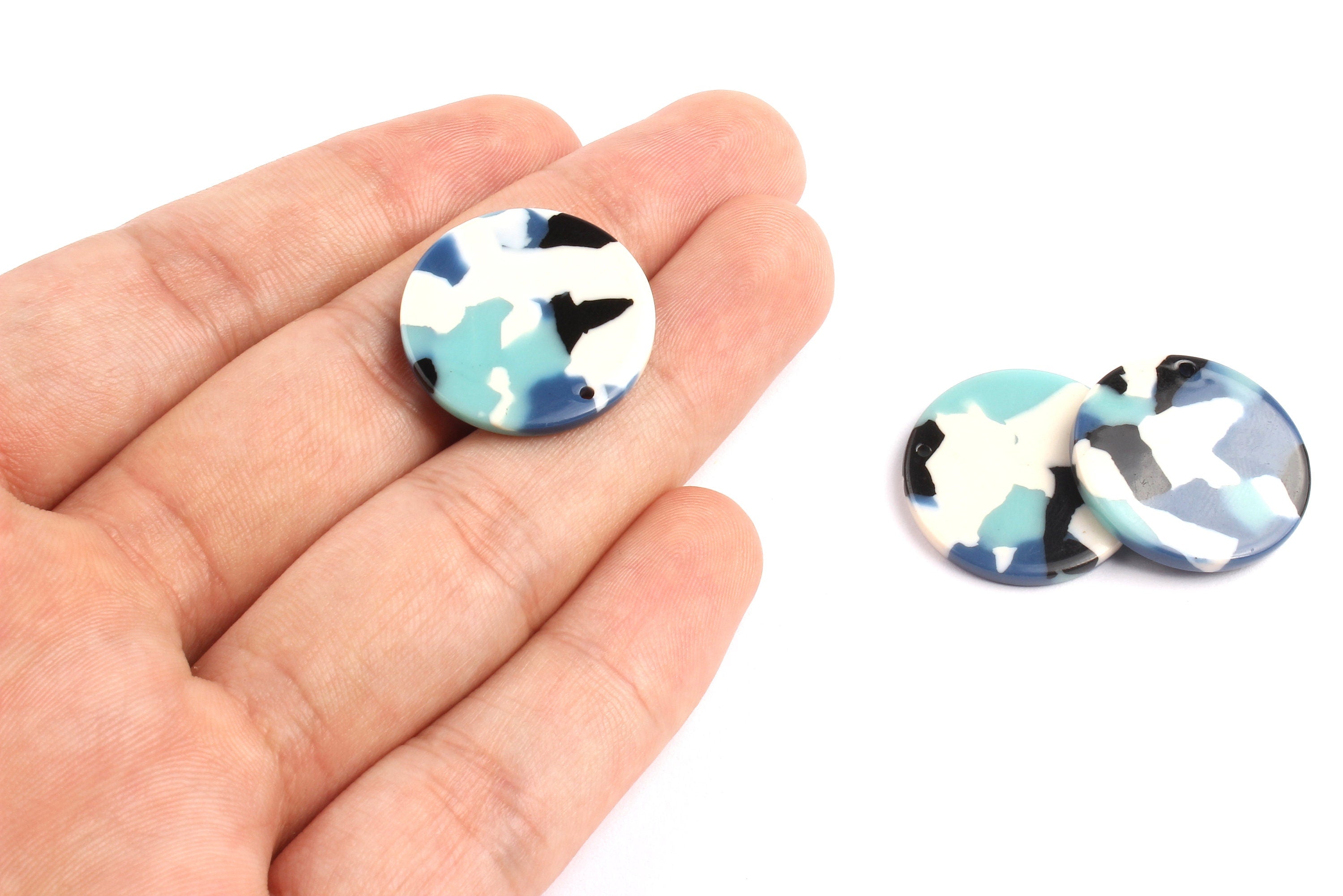 Acetate Round Charms - Coin Earrings and Pendant - Earring Findings - Jewelry Supplies - Color Code: A16 - 23.8x23.8mm - AC1076F - DOMEDBAZAAR