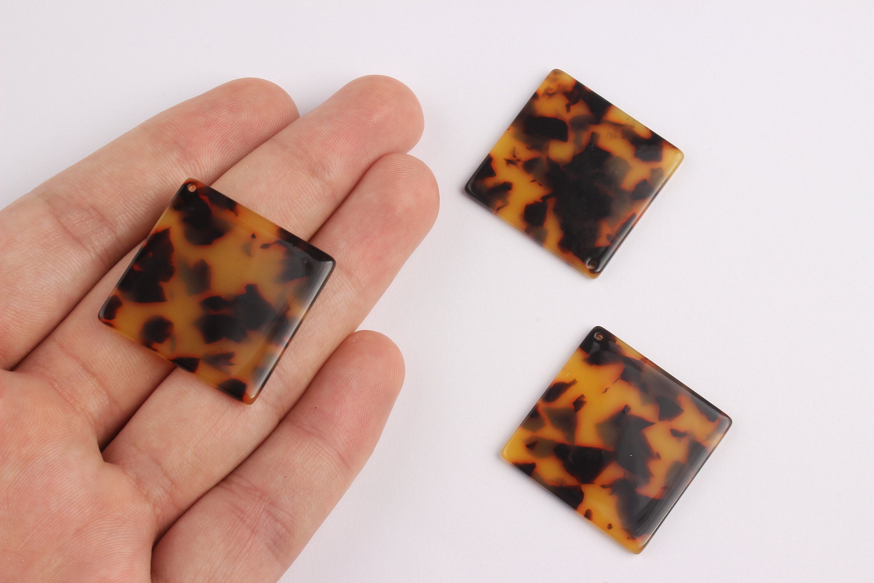 Acetate Square Charms - Tortoise Shell Earrings - Square Pendant - Jewelry Making Supplies - Color Code: A01 - 29.7x29.7mm - AC1079A - DOMEDBAZAAR