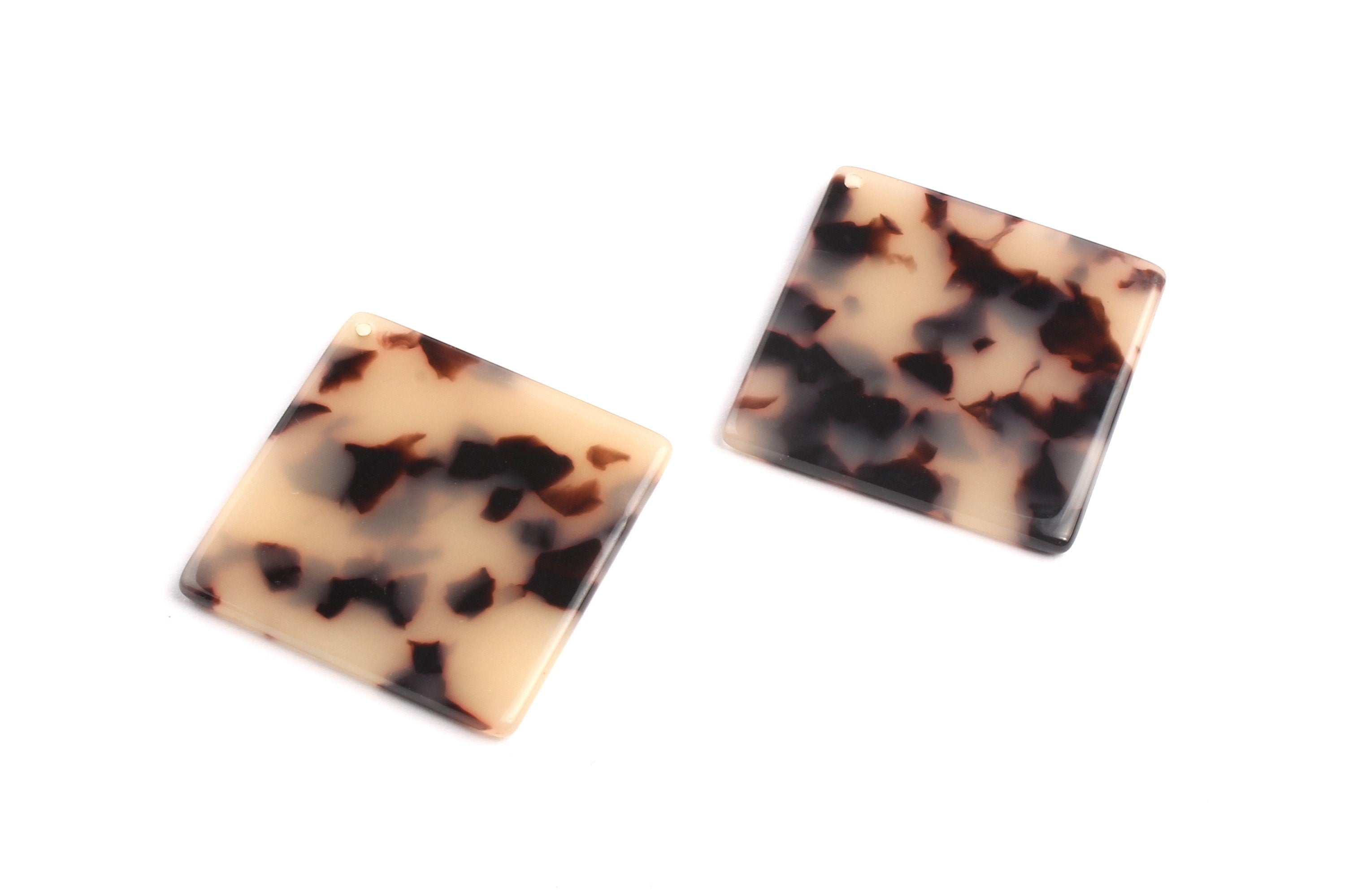 Acetate Square Charms - Blonde Tortoise Shell Earrings - Square Earrings and Pendant - Color Code: A07 - 29.7x29.7mm - AC1079B - DOMEDBAZAAR