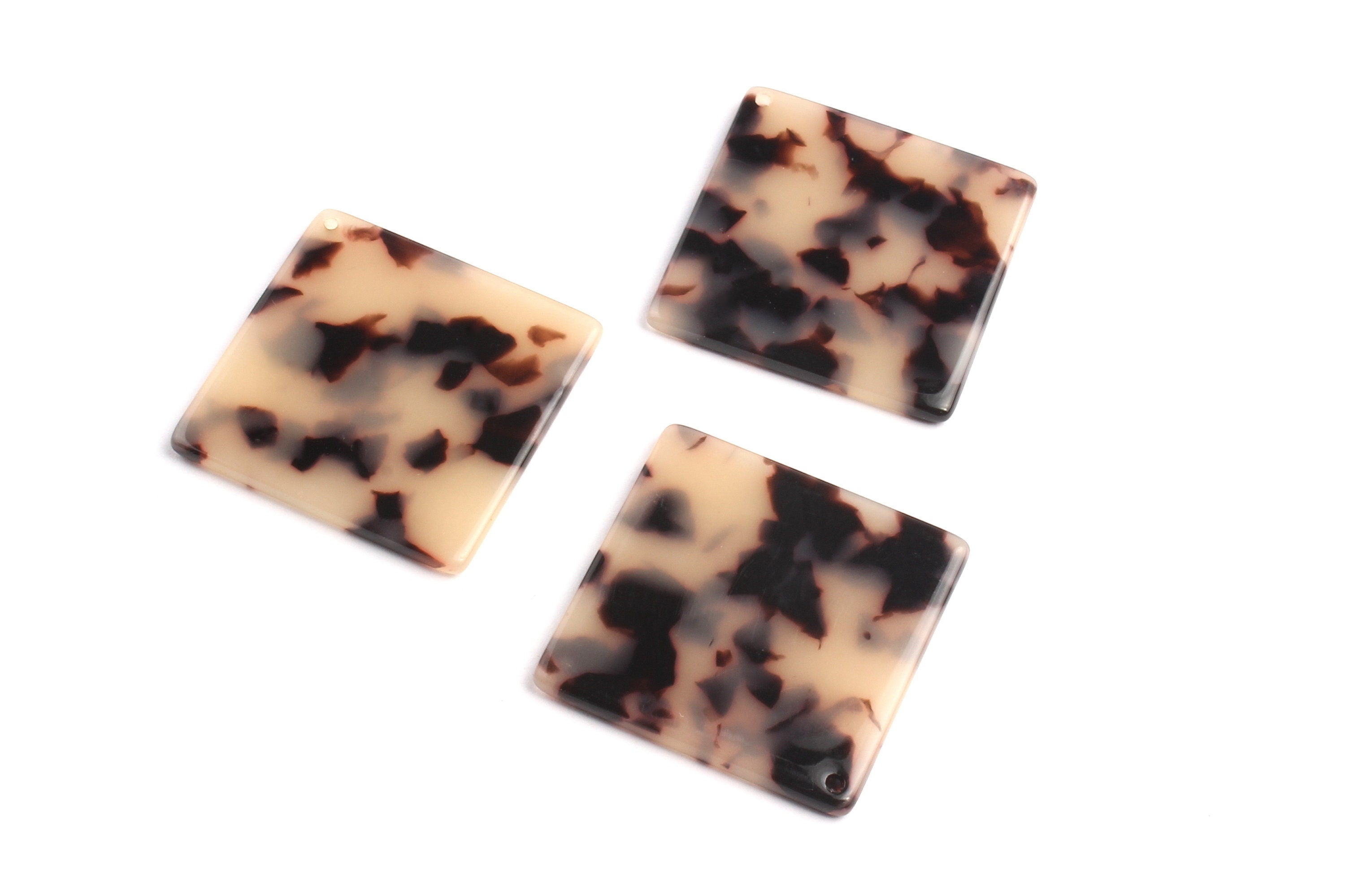 Acetate Square Charms - Blonde Tortoise Shell Earrings - Square Earrings and Pendant - Color Code: A07 - 29.7x29.7mm - AC1079B - DOMEDBAZAAR