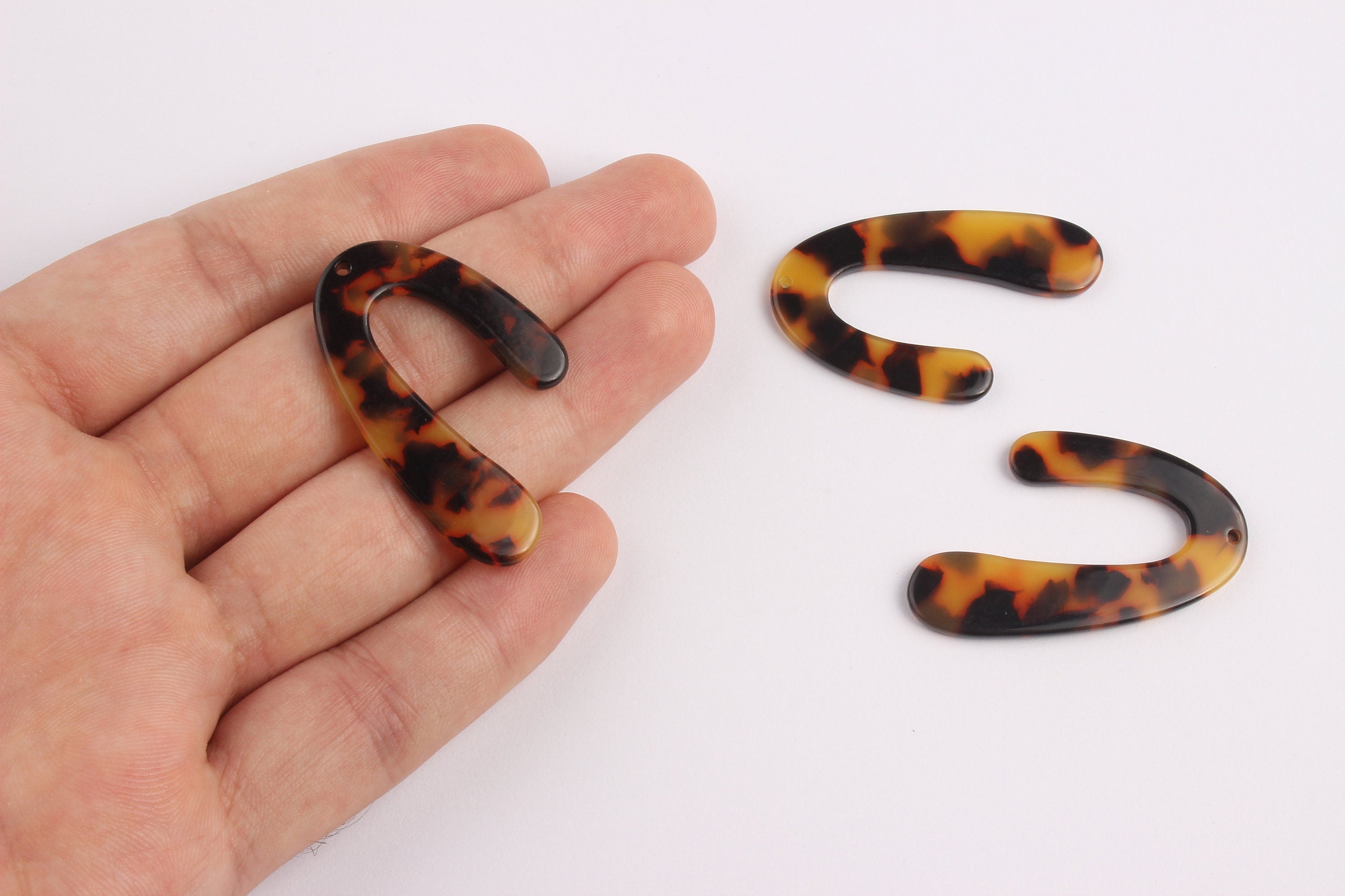 Acetate U Charms - Tortoise Shell Earrings - U Pendant - Jewelry Making Supplies - Color Code: A01 - 44.1x29.9mm - AC1083A - DOMEDBAZAAR