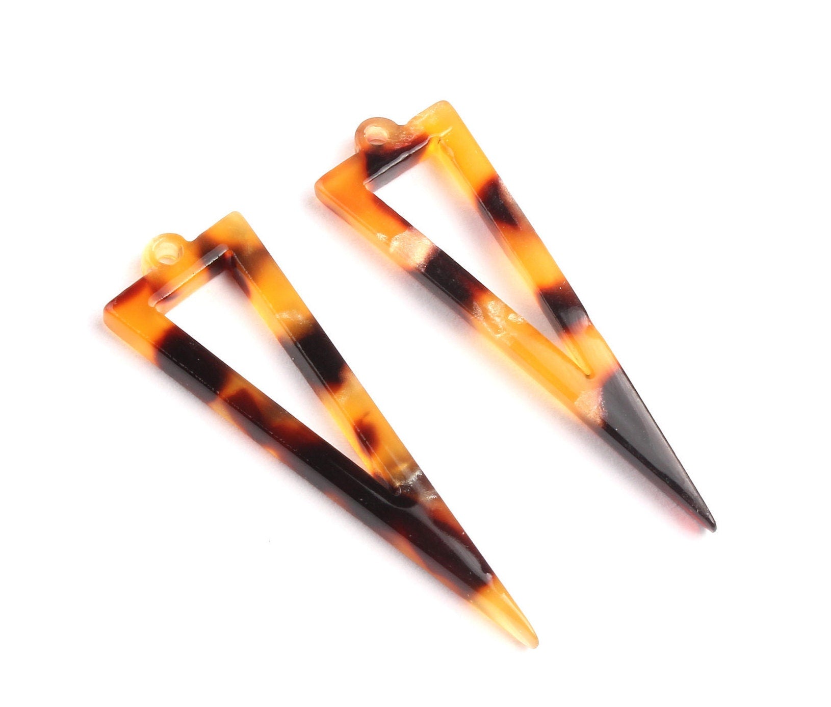 Acetate Triangle Charms - Tortoise Shell - Triangle Earrings and Pendant - Jewelry Supplies - Color Code : A01 - 53.6x17.5mm - AC1084C - DOMEDBAZAAR