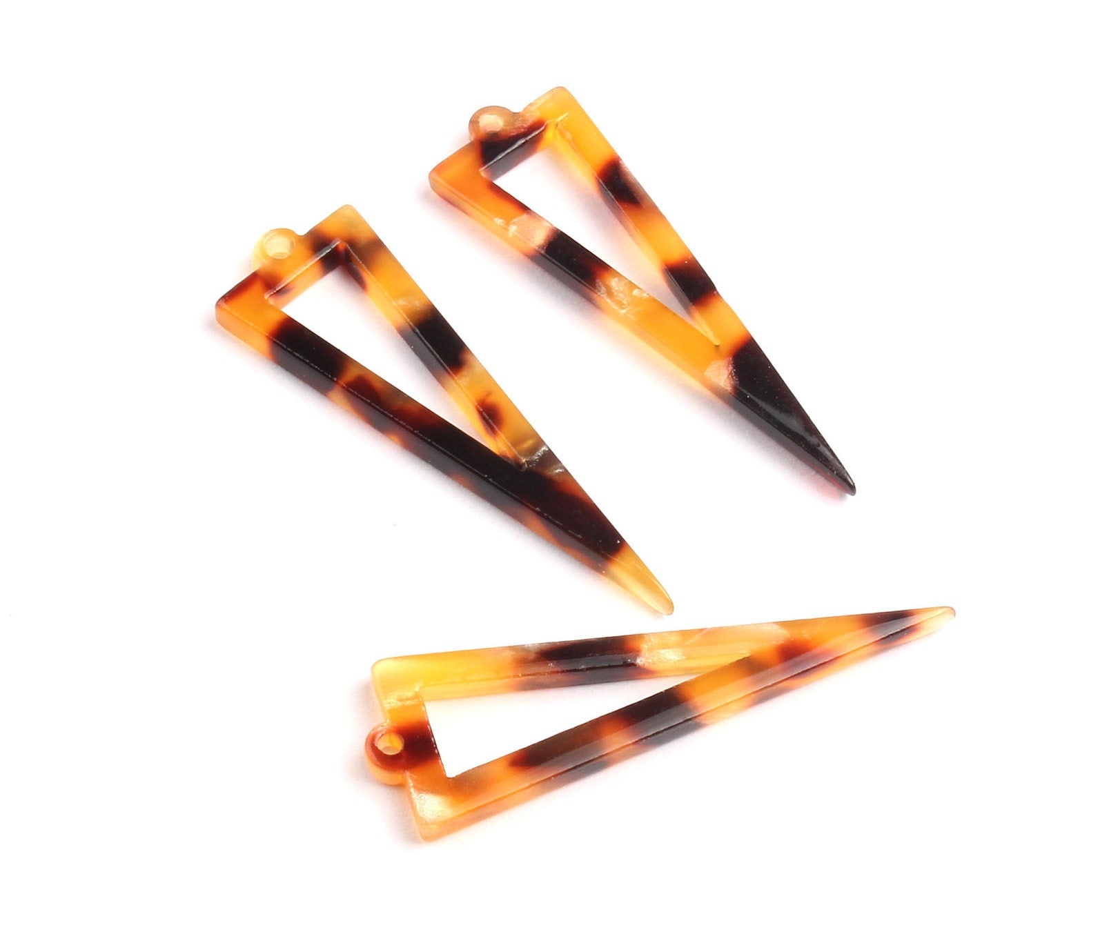 Acetate Triangle Charms - Tortoise Shell - Triangle Earrings and Pendant - Jewelry Supplies - Color Code : A01 - 53.6x17.5mm - AC1084C - DOMEDBAZAAR