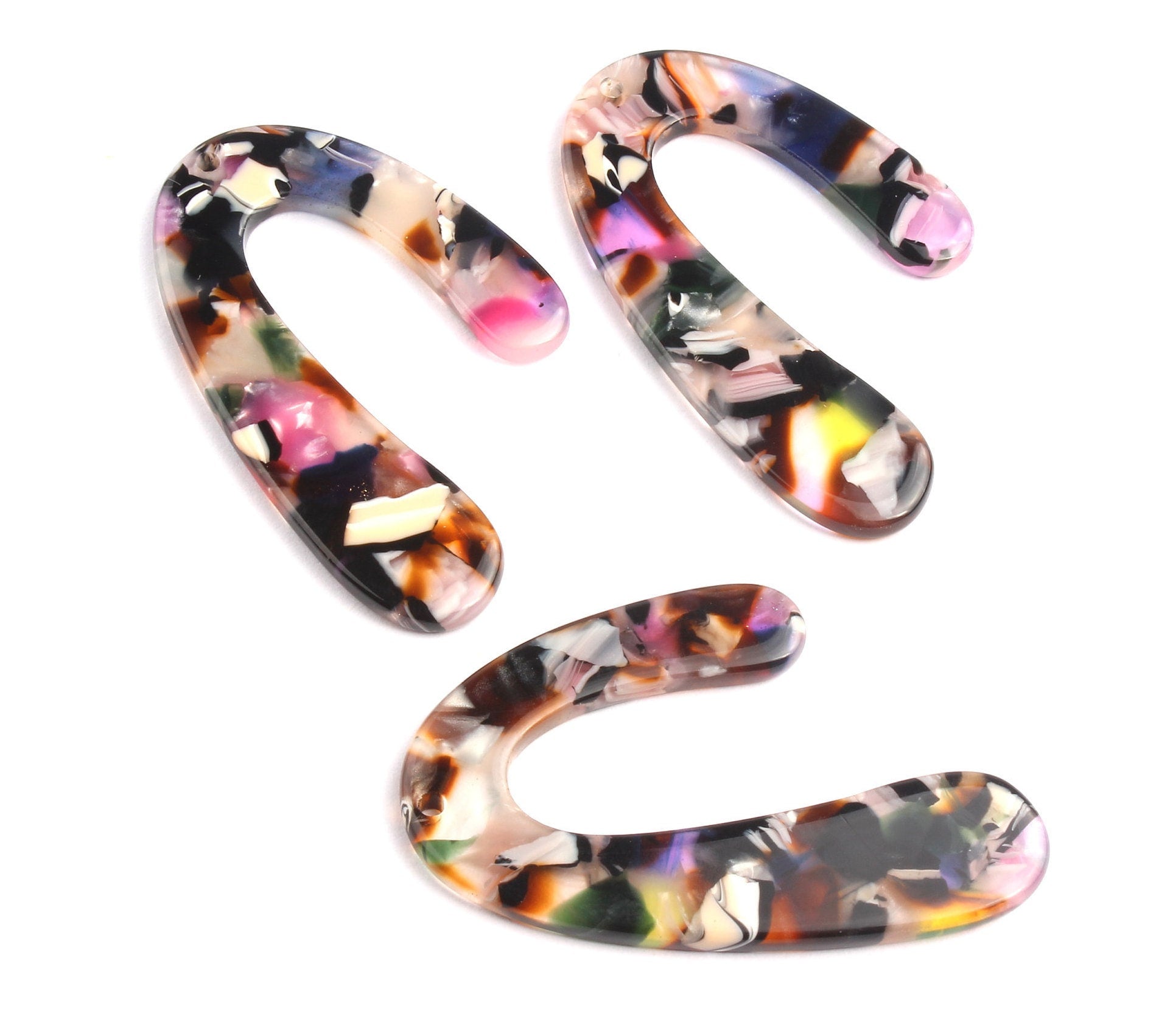 Acetate U Charms - U Earrings and Pendant - Earring Findings - Necklace Pendant - Color Code: A11 - 44.1x29.9mm - AC1083C - DOMEDBAZAAR