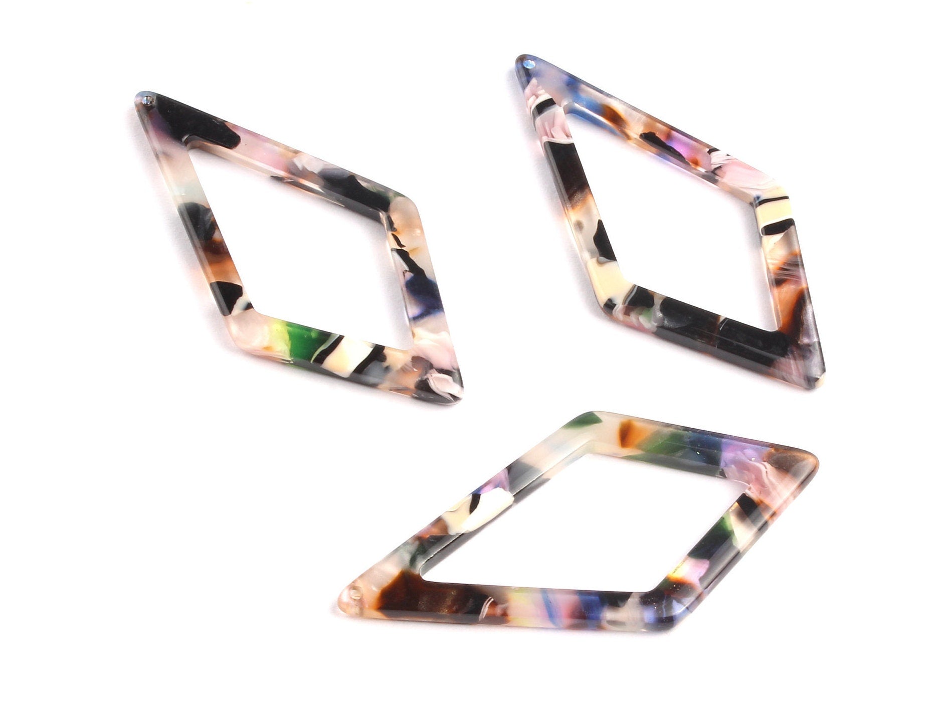 Acetate Diamond Charms - Diamond Earrings and Pendant - Earring Findings - Color Code: A11 - 46x22.5mm - AC1082C - DOMEDBAZAAR