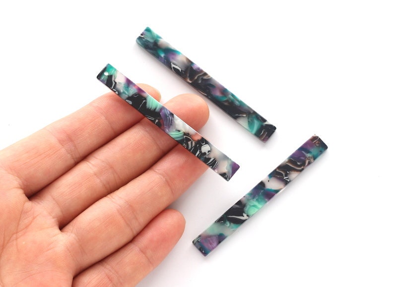 Acetate Stick Charms - Bar Earrings and Pendant - Earring Findings - Jewelry Supplies - Color Code: A54 - 59x7x2.2mm - AC1049L - DOMEDBAZAAR
