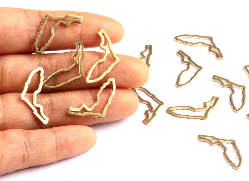 Brass Florida State Charms - Florida State Shaped Raw Brass Pendant - Jewelry Supplies - 17x15mm - PP1263 - DOMEDBAZAAR