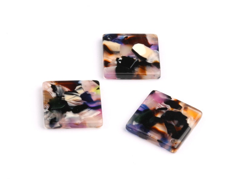 Acetate Square Charms - Square Earings and Pendant - Earring Findings - Jewelry Supplies - Color Code: A11 - 18x18mm - AC1078C - DOMEDBAZAAR