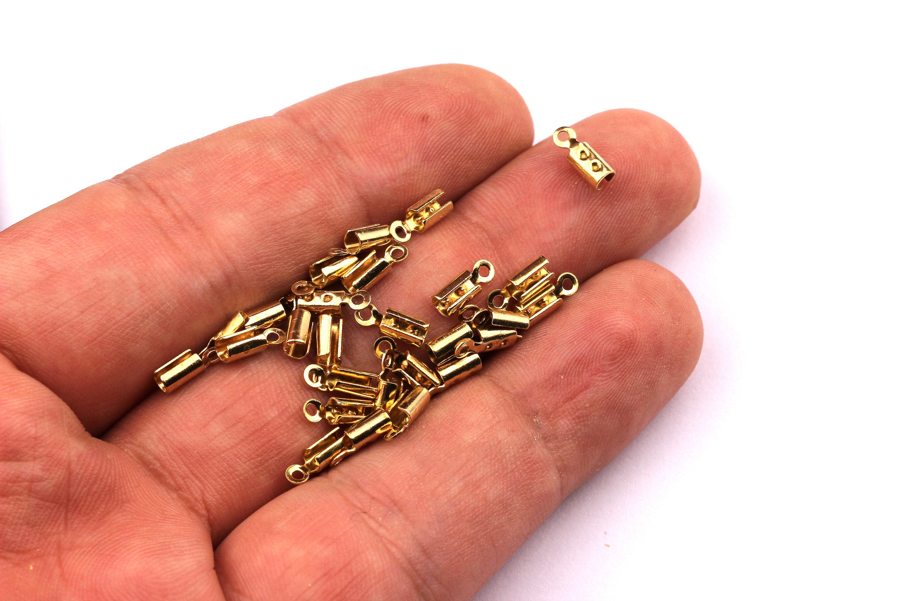 Crimp Connector - Raw Brass Crimp Bead - Chain Connector - Chain end - Jewelry Making - 7.5x2.5mm - PP1175 - DOMEDBAZAAR