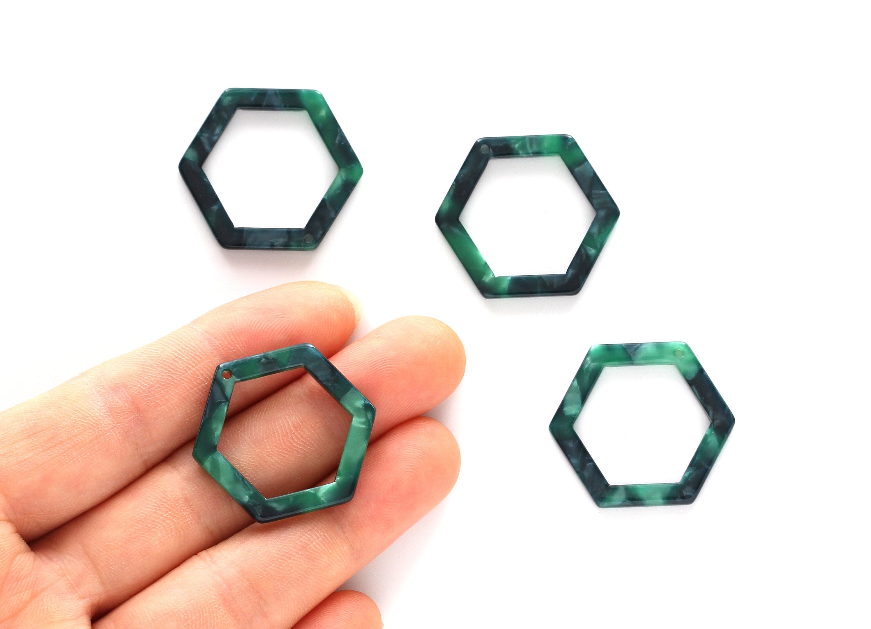 Acetate Hexagon Earring Charms - Hexagon Shaped Pendant - Earring Findings - Jewelry Supplies - Color Code: A13 - 28.18x25x2.66mm - AC1123C - DOMEDBAZAAR