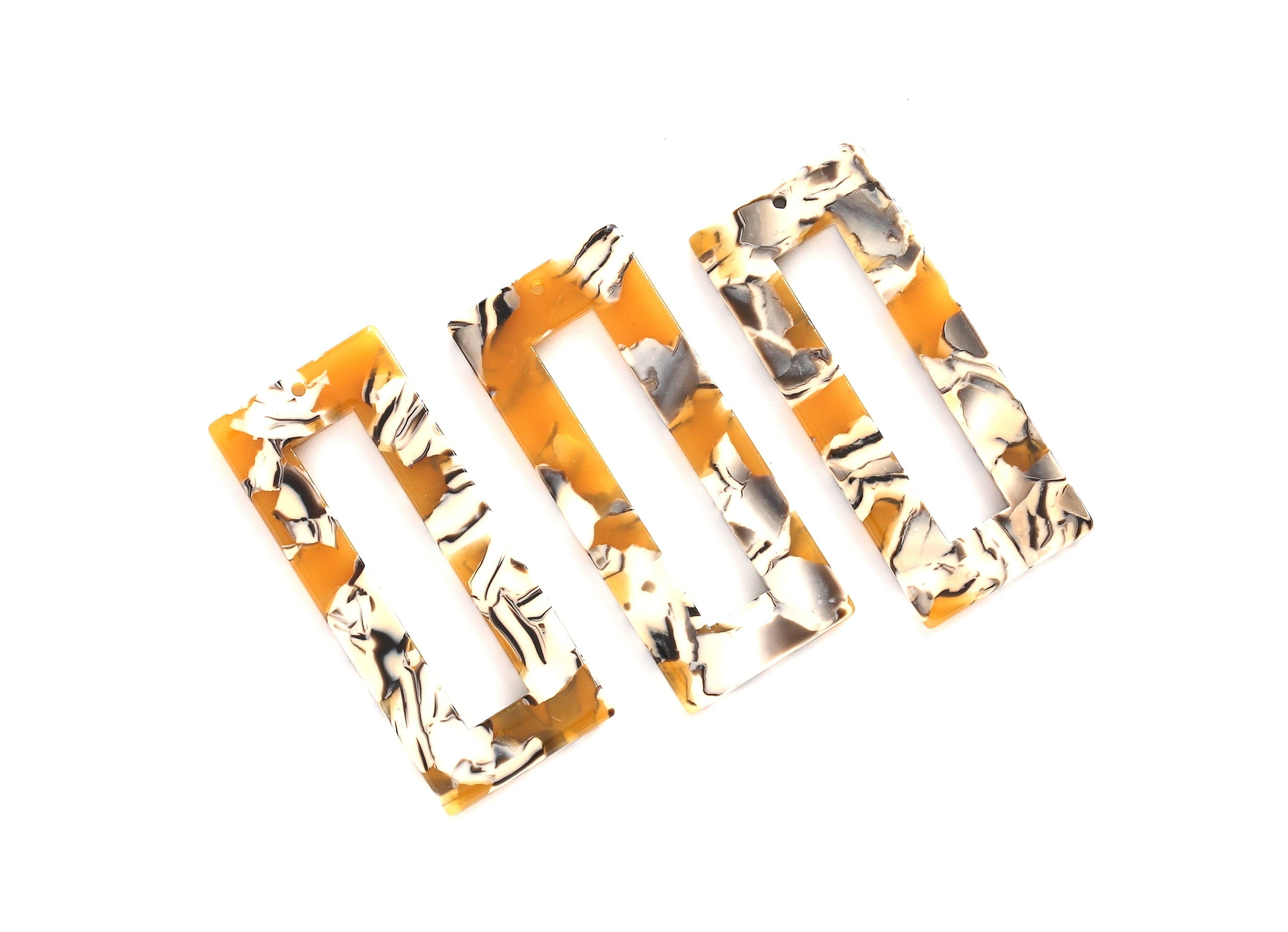 Acetate Rectangle Charms - Rectangle Pendant - Earring Findings - Jewelry Supplies - Color Code: A14 - 48x20x2.5mm - AC1025K - DOMEDBAZAAR