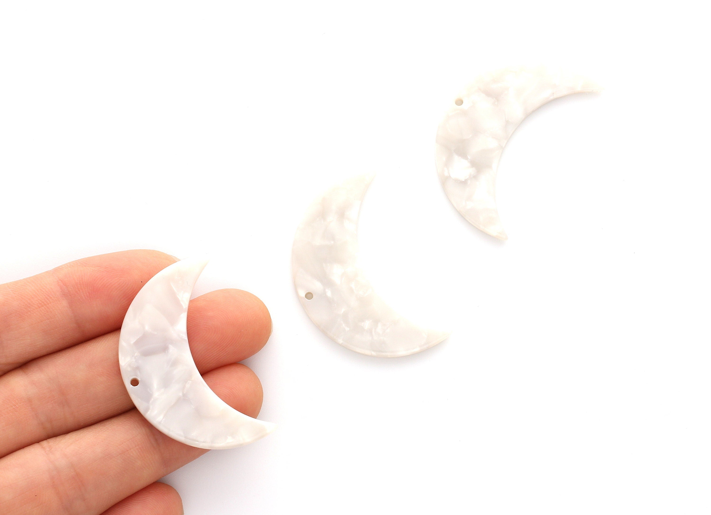 Acetate Moon Charms - 1 Holes - Moon Earring and Pendant - Earring Findings - Jewelry Supplies - Color Code: A12 - 38x25.5x2.6mm - AC1111D - DOMEDBAZAAR