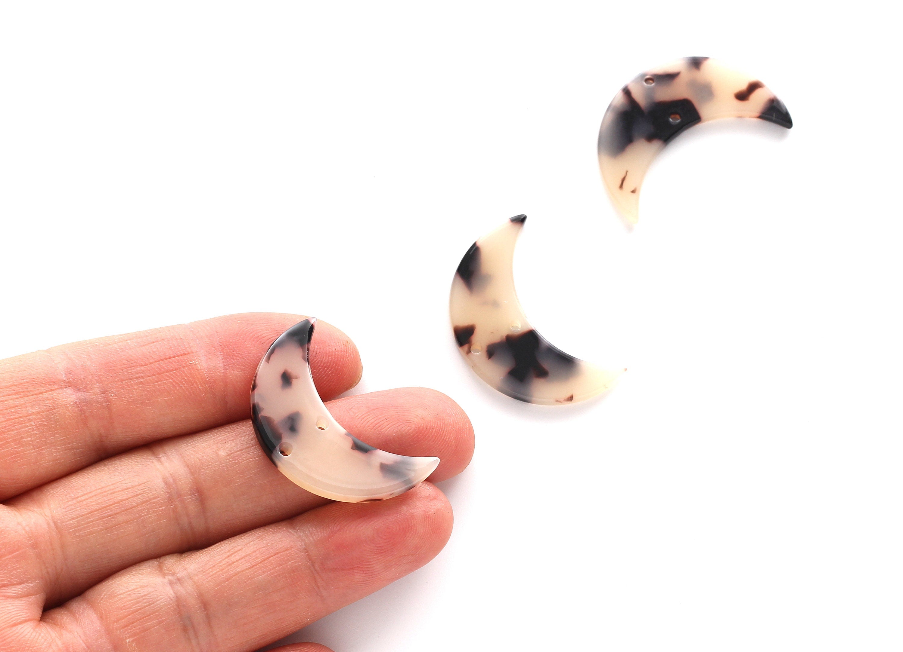 Acetate Moon Connector - Two Holes - Blonde Tortoise Shell Earrings - Moon Pendant - Color Code: A07 - 29.9x19.4x2.6mm - AC1110BB - DOMEDBAZAAR