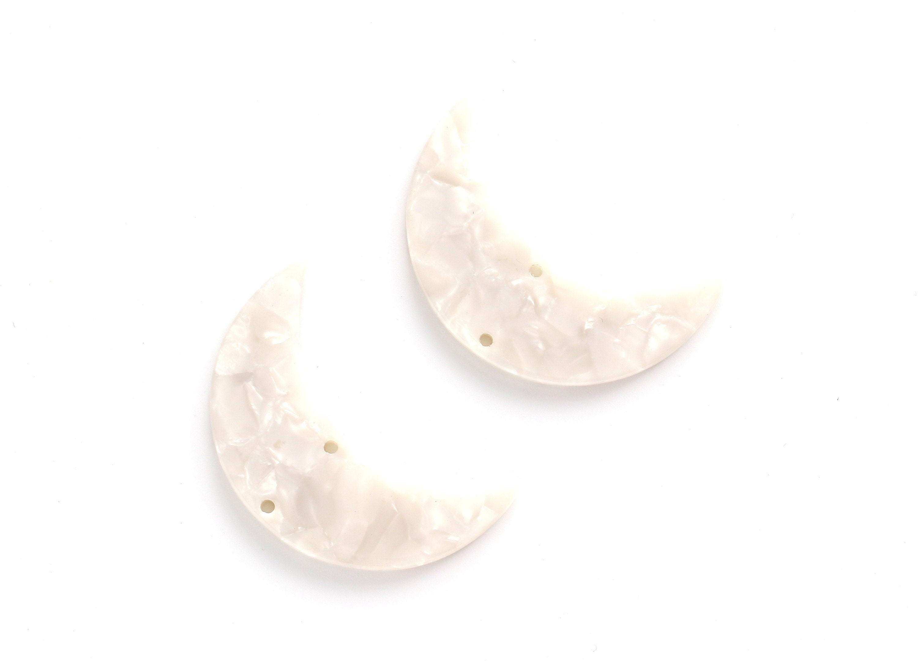 Acetate Moon Connector - Two Holes - Moon Earring and Pendant - Jewelry Supplies - Color Code: A12 - 37.9x25.5x2.6mm - AC1111DD - DOMEDBAZAAR