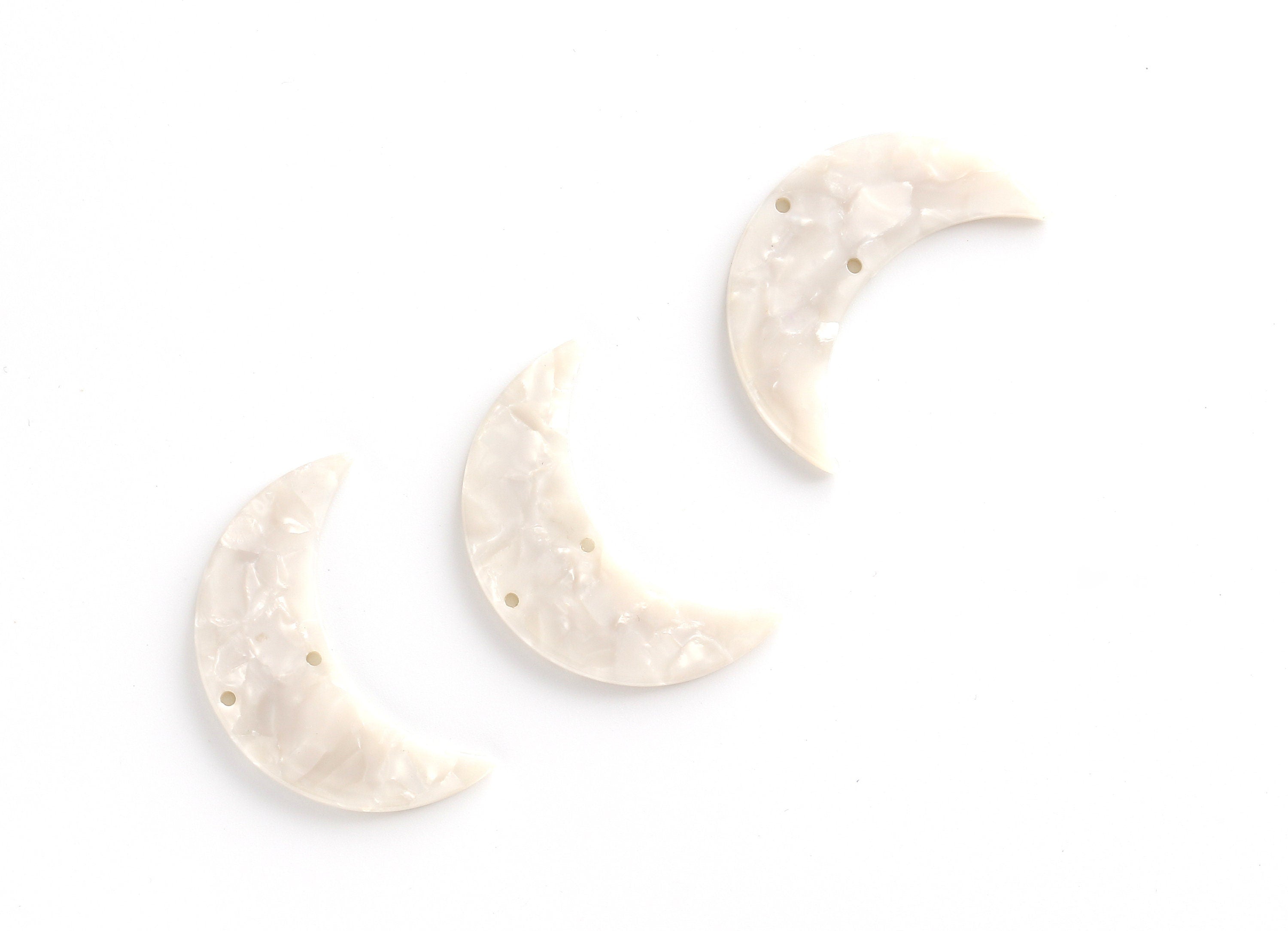 Acetate Moon Connector - Two Holes - Moon Earring and Pendant - Jewelry Supplies - Color Code: A12 - 37.9x25.5x2.6mm - AC1111DD - DOMEDBAZAAR