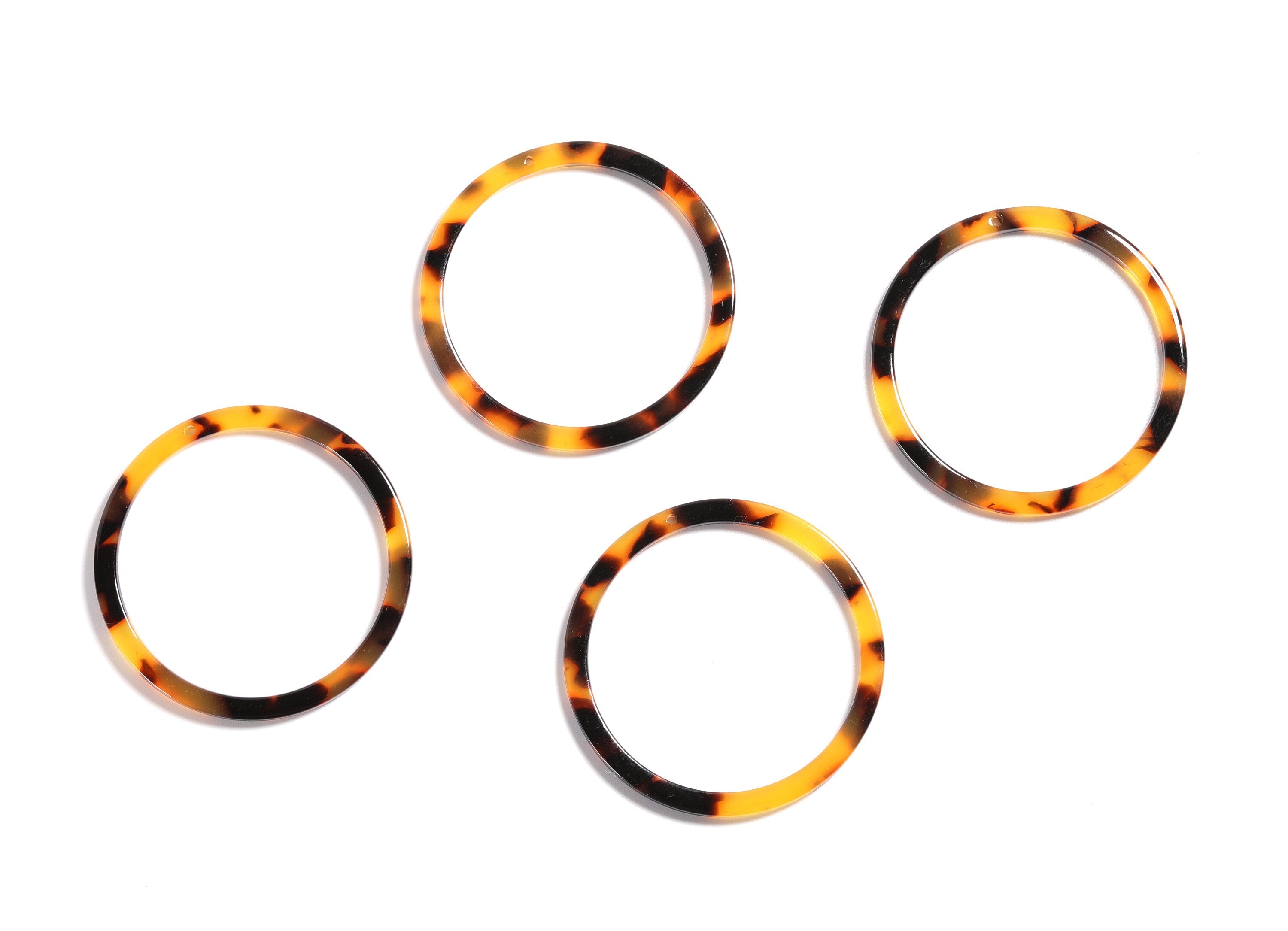 Acetate Hoop Earrings Charms - Tortoise Hoop Shell Earring - Circle Pendant - Jewelry Supplies - Color Code: A02 - 44.3x44.3x2.7mm - AC1126A - DOMEDBAZAAR