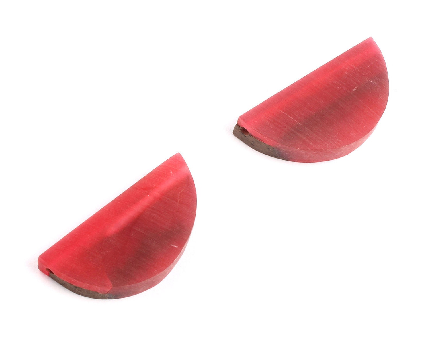 Epoxy Ebony Wood Pendant - Resin&Wood Semicircle Pendant - Red Brown Half Moon Pendant with 2 Holes - 15.7x31.8x5.67mm - BB1051C - DOMEDBAZAAR