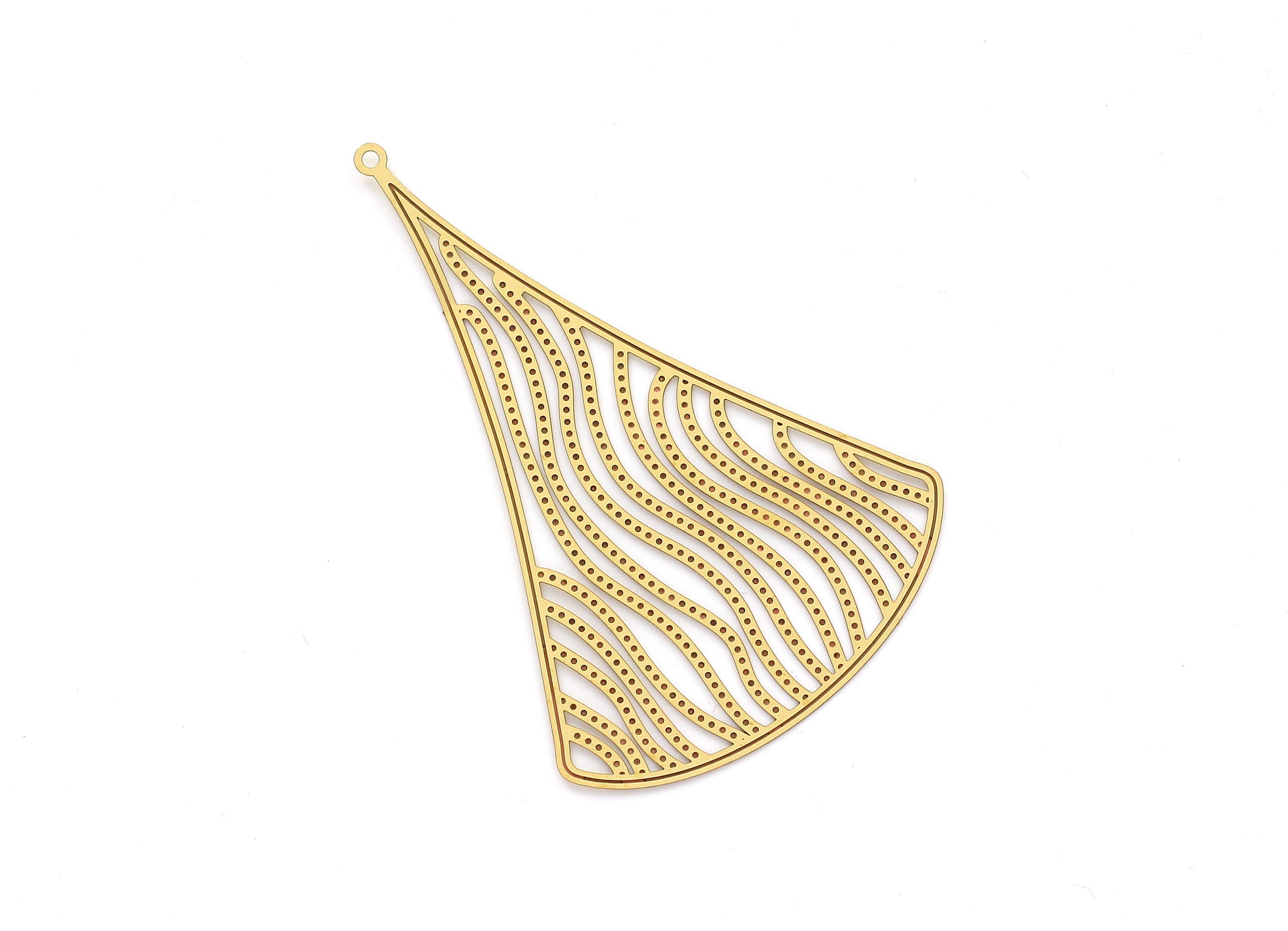 Raw Brass  Earring Charms - Hollow Out Earring Earring Findings - Jewelry Supplies - Jewelry Making - 77.7x51.8x0.3mm - JJA3601 - DOMEDBAZAAR