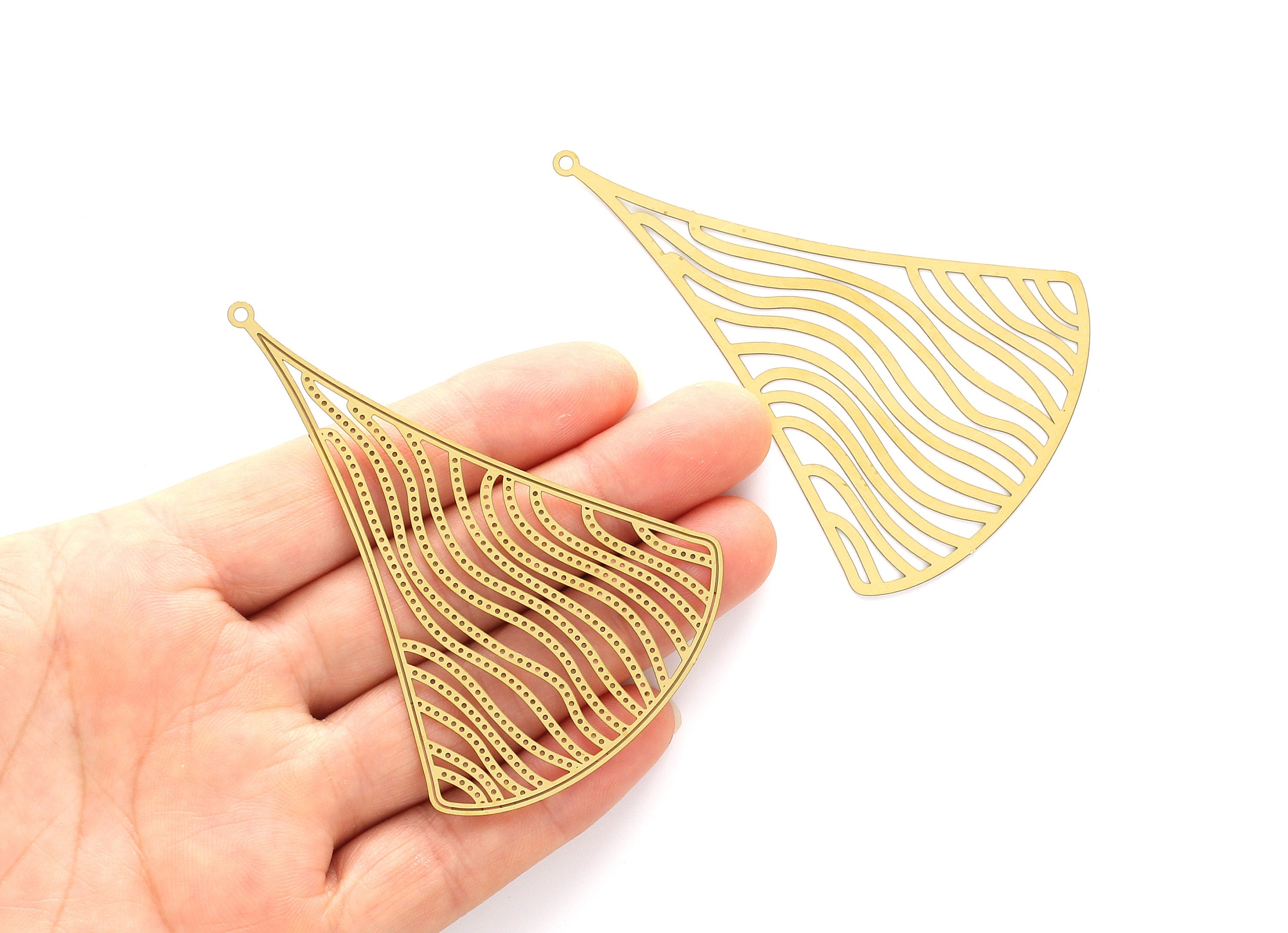 Raw Brass  Earring Charms - Hollow Out Earring Earring Findings - Jewelry Supplies - Jewelry Making - 77.7x51.8x0.3mm - JJA3601 - DOMEDBAZAAR