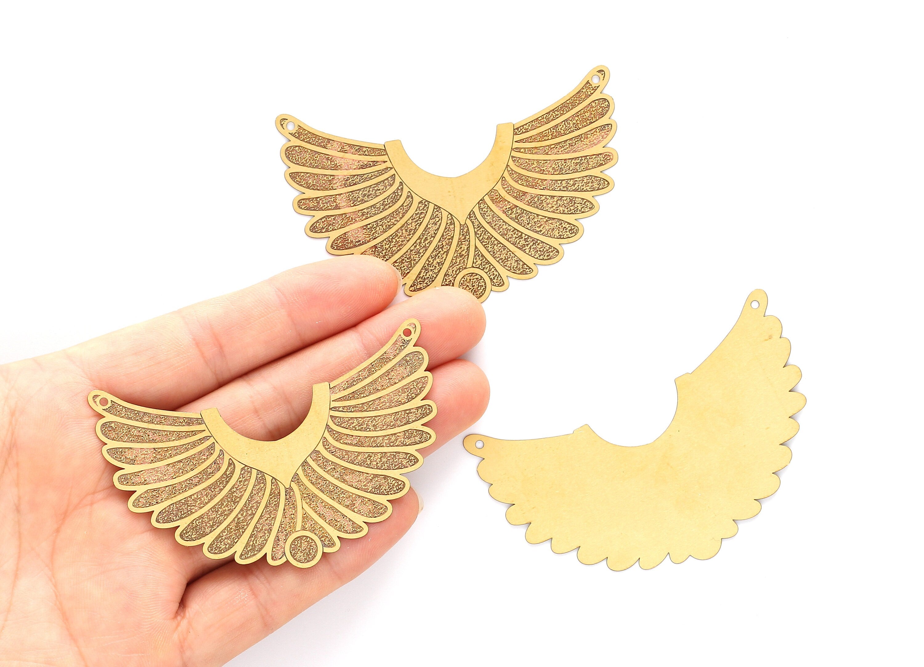 Raw Brass Semicircle Shaped Brass Necklace Charms - Hallow Out Necklace Charms - Jewelry Supplies - 44x67x0.3mm - JJA3936 - DOMEDBAZAAR