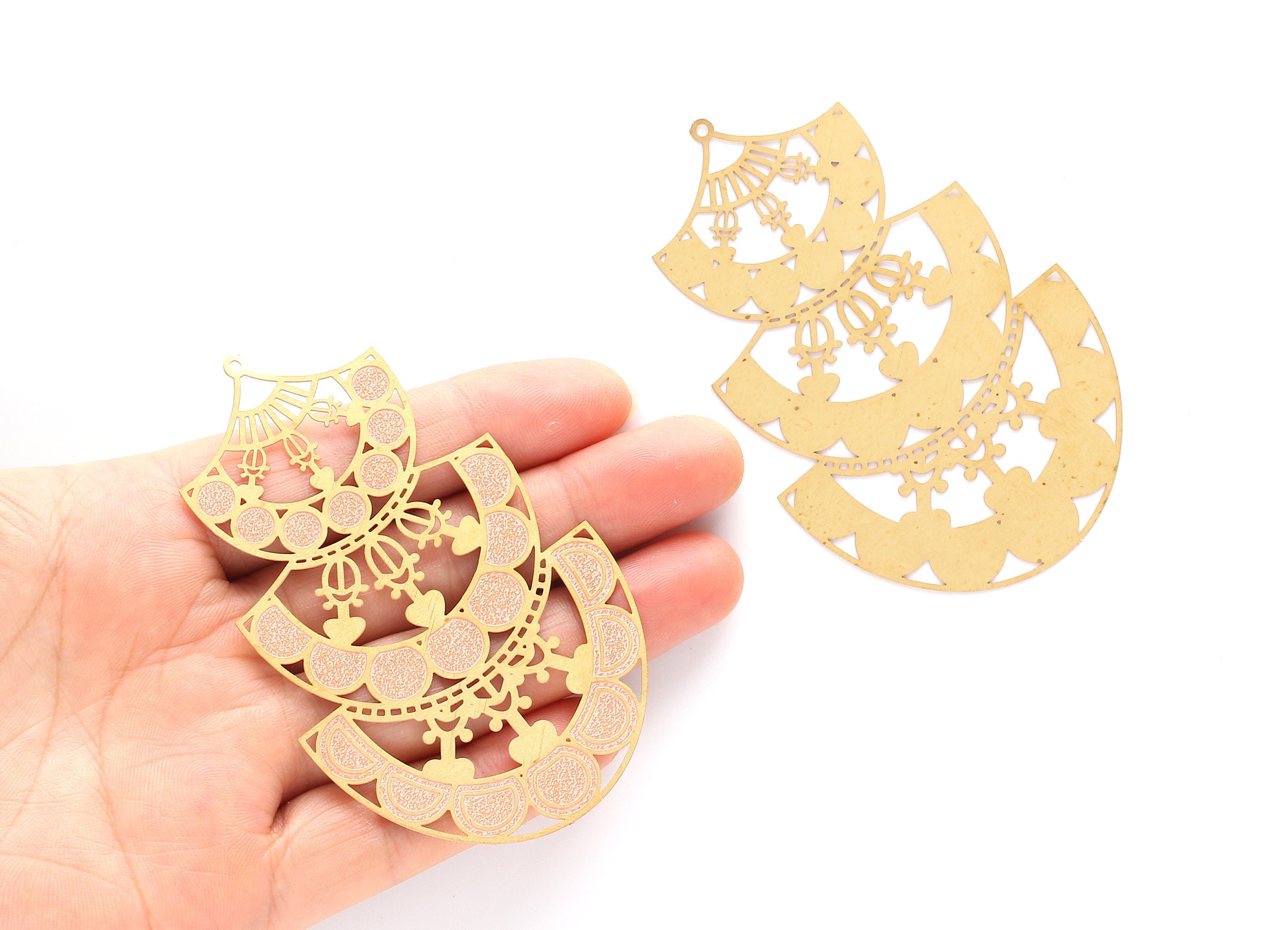 Raw Brass Hollow Out Earring Charms - Raw Brass Earring Findings - Jewelery Making - Jewelry Supplies - 69.7x43.8x0.3mm - JJA4123 - DOMEDBAZAAR