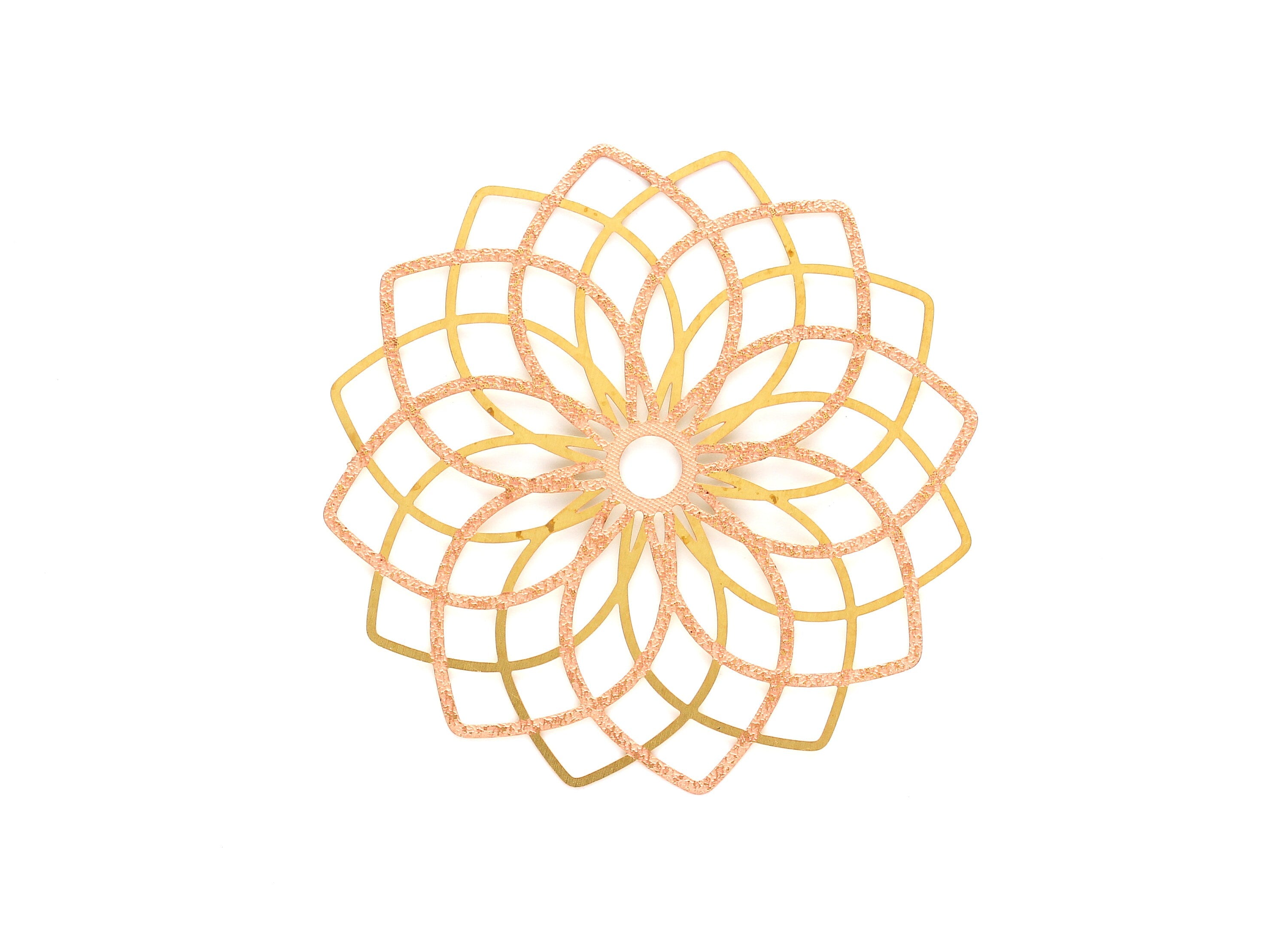 Raw Brass Flower Shaped Earring Charms -Hallow Out Earring Charms - Earring Findings - Jewelry Supplies - 52x52x0.3mm - JJB2680 - DOMEDBAZAAR