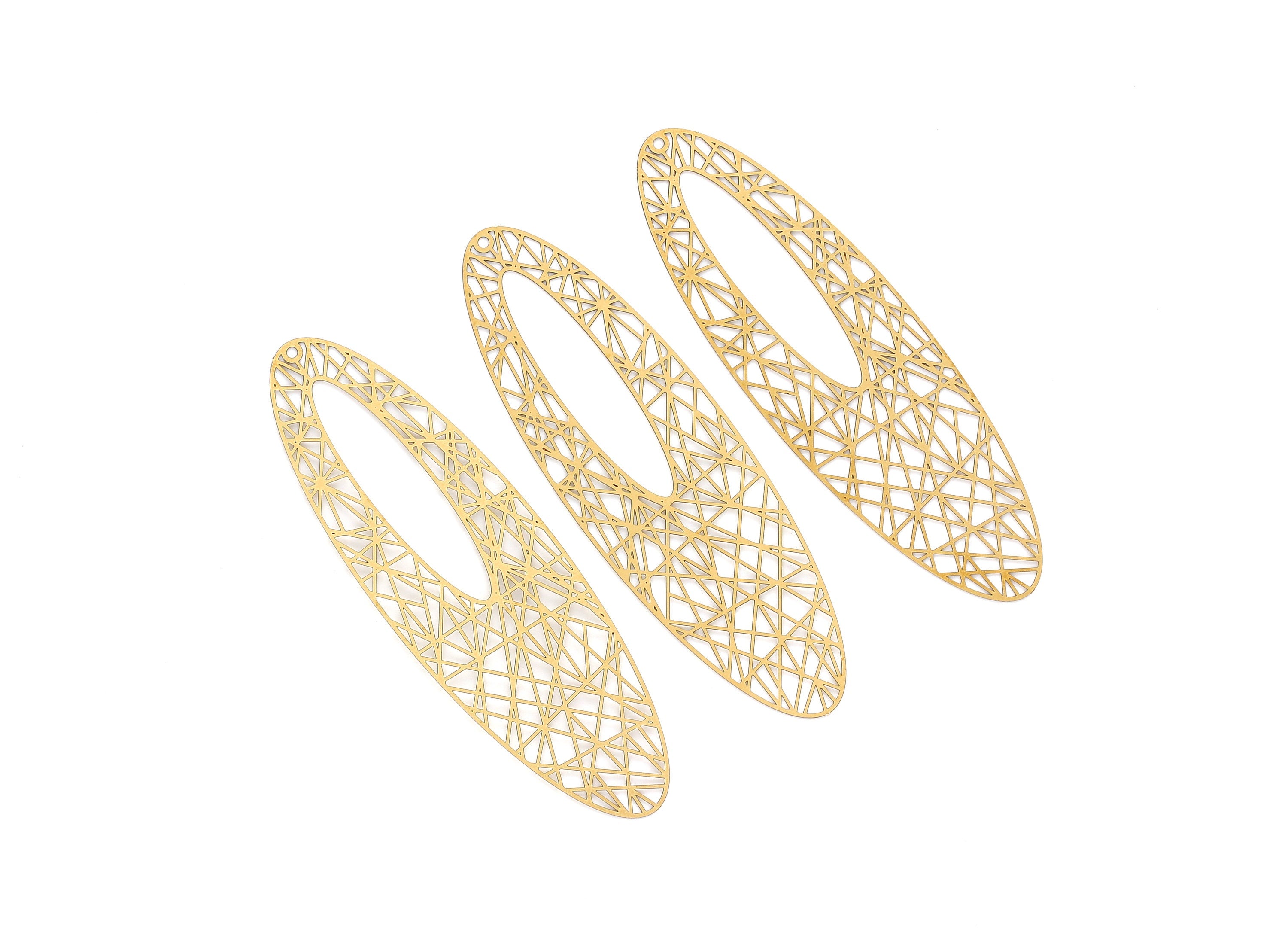 Raw Brass Marquise Shaped Earring Charms - Halow Out Earring Charms - Earring Findings - Jewelry Supplies - 90.3x27.9x0.3mm - JJA4012 - DOMEDBAZAAR