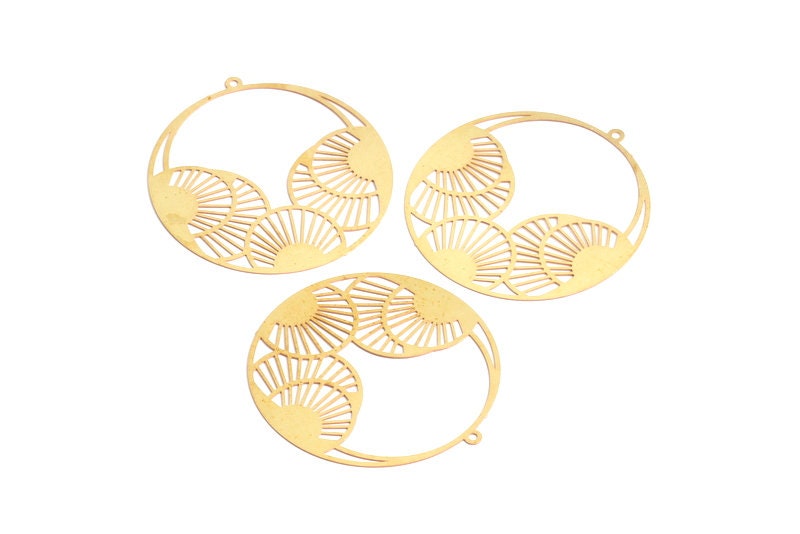Raw Brass Circular Shaped Earring Charms - Hallow Out Earring Charms - Earring Findings - Jewelry Supplies - 46.9x44.6x0.3mm - JJB2688 - DOMEDBAZAAR