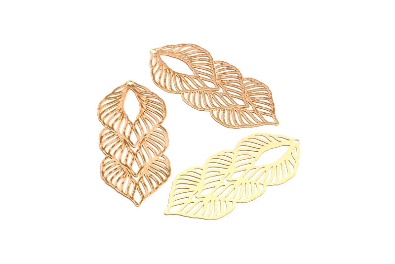 Raw Brass  Hollow Out Earring Charms - Exaggerated Earring Charms - Earring Findings - Jewelry Supplies - 60.5x25.8x0.3mm - JJB4155 - DOMEDBAZAAR