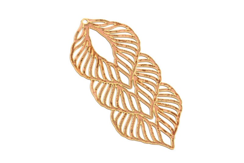 Raw Brass  Hollow Out Earring Charms - Exaggerated Earring Charms - Earring Findings - Jewelry Supplies - 60.5x25.8x0.3mm - JJB4155 - DOMEDBAZAAR