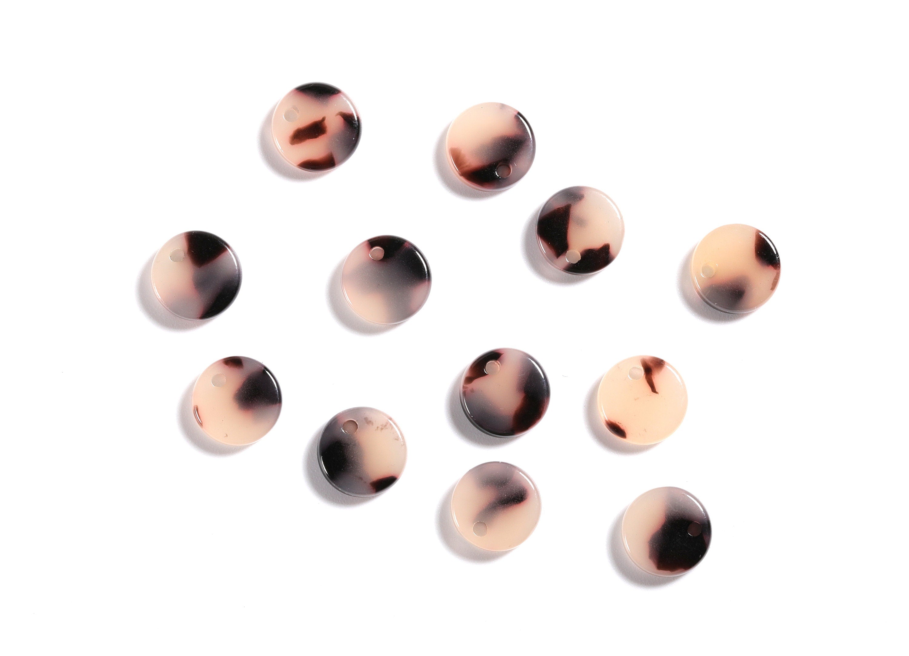 Acrylic Earring Charms - Blonde Tortoise Shell Earrings - Round Circle Shaped - Color Code: A07 - 8.82x8.82x2.7mm - AC1116B - DOMEDBAZAAR