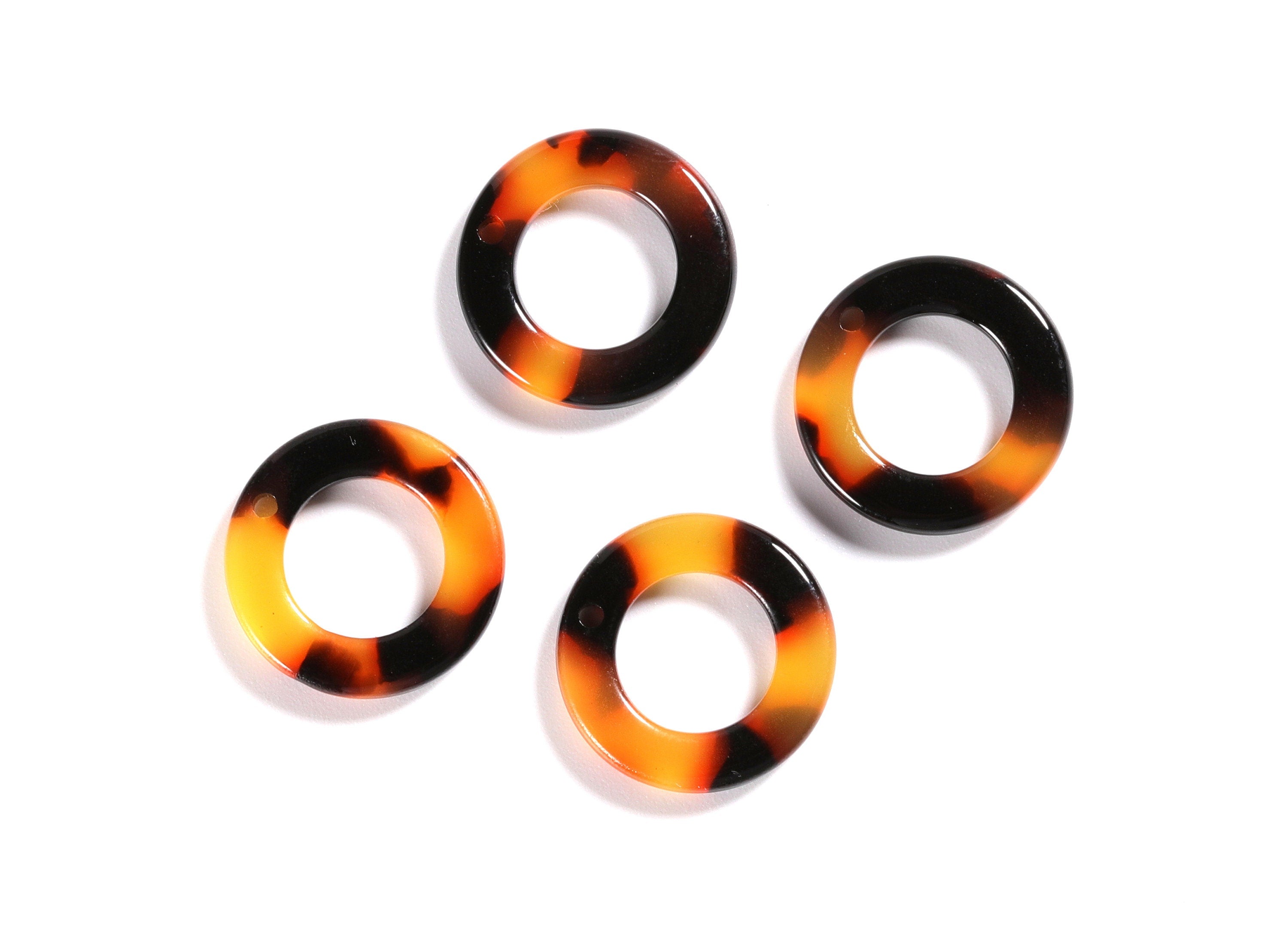 Acrylic Earring Charms - Tortoise Shell Earrings - Round Circle Pendant - Jewelry Supplies - Color Code: A01 - 15.9x15.9x2.66mm - AC1117A - DOMEDBAZAAR