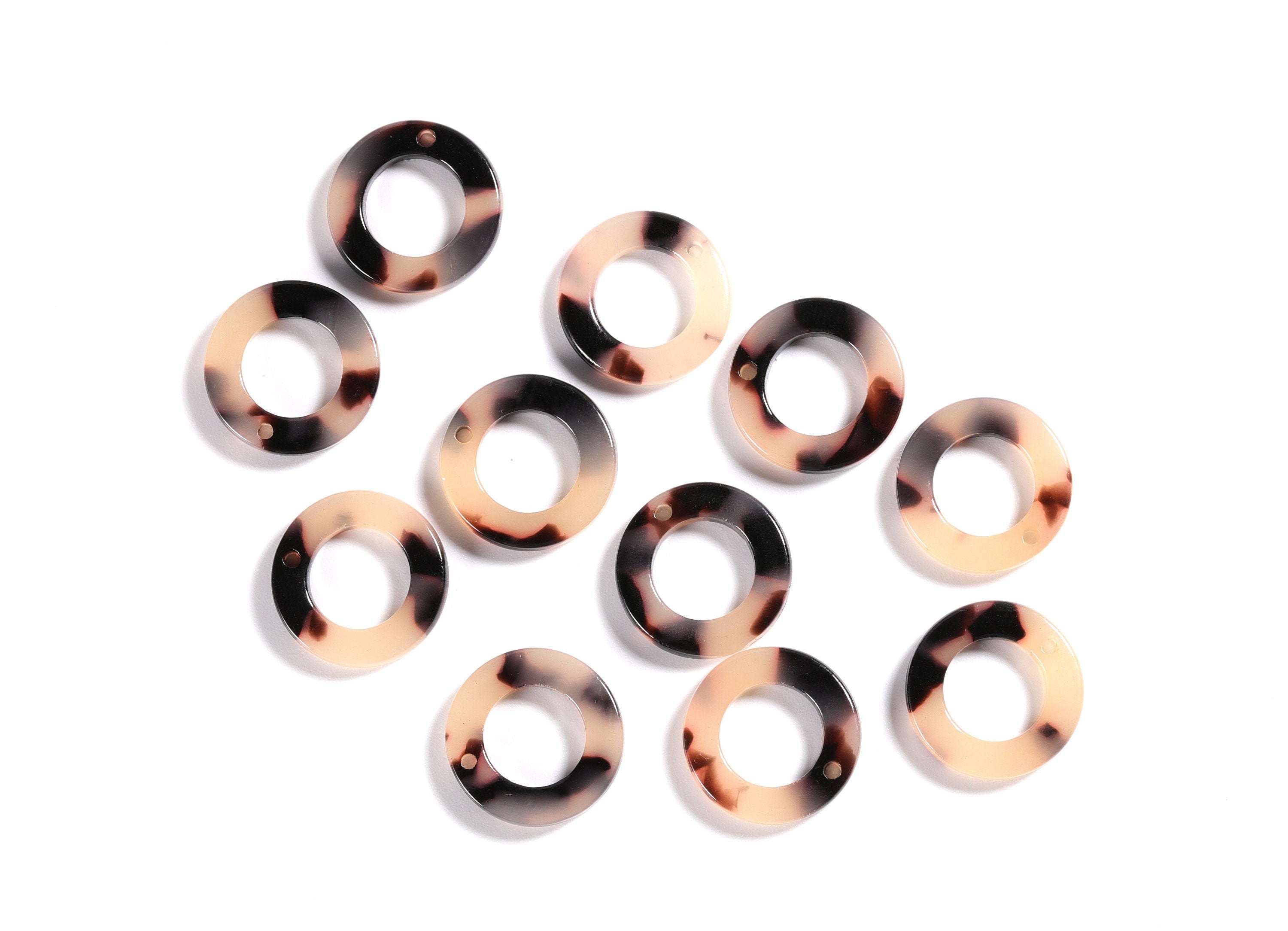 Acrylic Earring Charms - Blonde Tortoise Shell Earrings - Round Circle Shaped - Color Code: A07 - 15.9x15.9x2.66mm - AC1117B - DOMEDBAZAAR